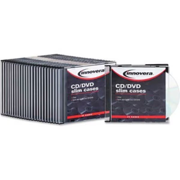 Thin Line Polystyrene CD/DVD Storage Cases, Clear, 25 per Pack, Innovera, Mfr#: 85825